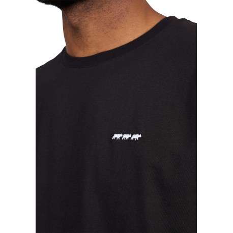 T-shirt en coton biologique noir uni avec une coupe droite et un col rond - Image 3