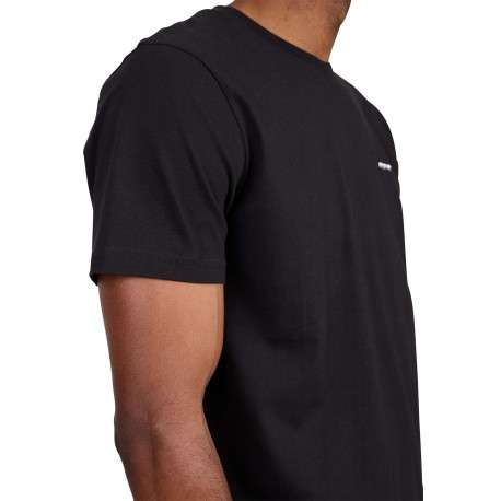 T-shirt en coton biologique noir uni avec une coupe droite et un col rond - Image 4