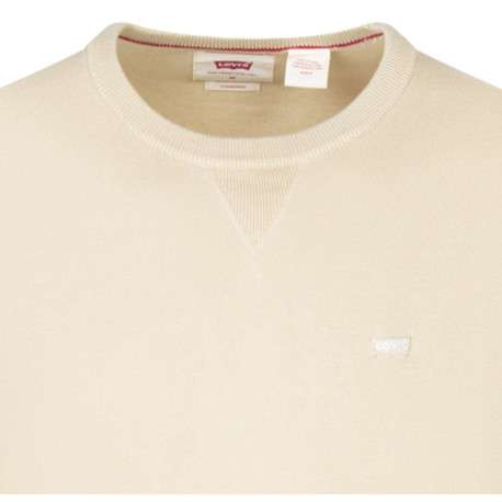 Pull beige uni avec une coupe droite à col rond et logo iconique - Image 3