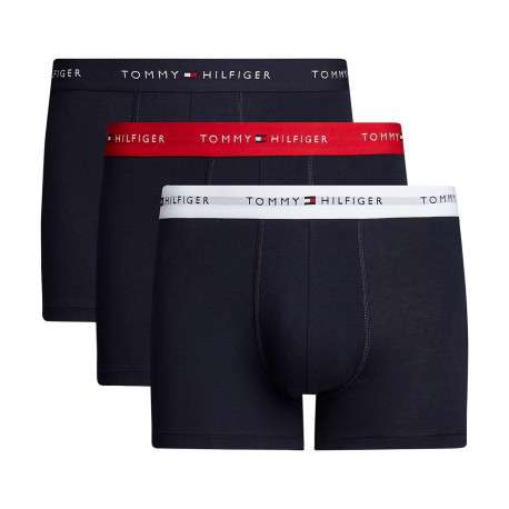 Lot de 3 Boxers classiques en coton marine uni avec tailles colorées