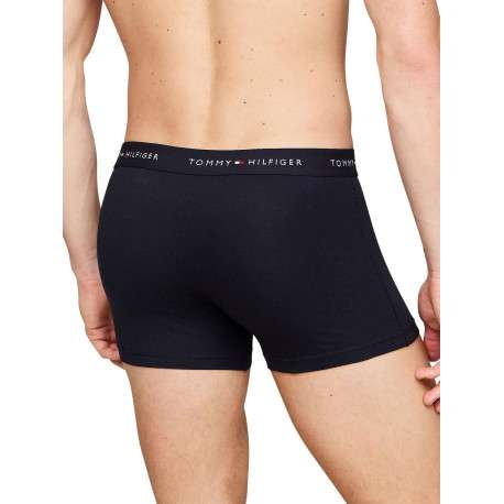 Lot de 3 Boxers classiques en coton marine uni avec tailles colorées - Image 2