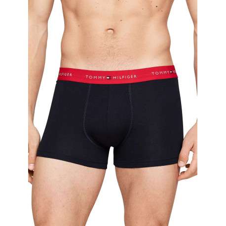 Lot de 3 Boxers classiques en coton marine uni avec tailles colorées - Image 3