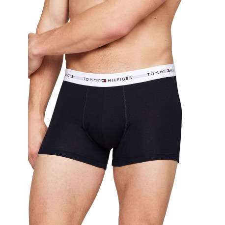 Lot de 3 Boxers classiques en coton marine uni avec tailles colorées - Image 4