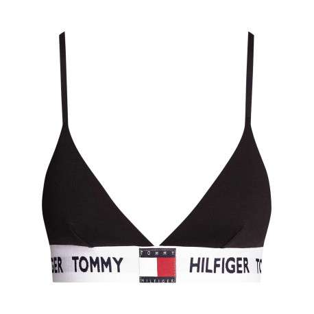Soutien-Gorge en coton noir uni avec bandes blanches et bretelles ajustables