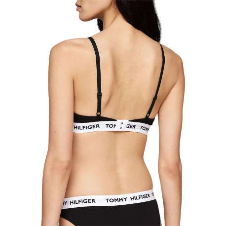 Soutien-Gorge en coton noir uni avec bandes blanches et bretelles ajustables - Image 2