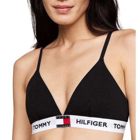 Soutien-Gorge en coton noir uni avec bandes blanches et bretelles ajustables - Image 3