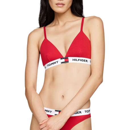 Soutien-Gorge en coton rouge uni avec bretelles réglables et marque - Image 4
