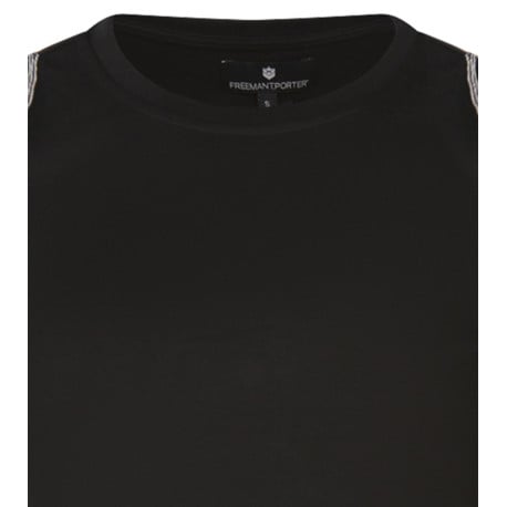 Top Tiphania en coton mélangé noir uni avec coupe ajustée et épaules ajourées - Image 3