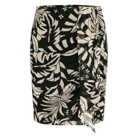 Jupe courte noire et blanche à coupe ajustée avec motif fleuri imprimé