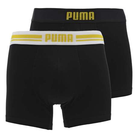 Lot de 2 Boxers classiques en coton noir uni à taille élastiquée