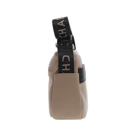 Sacoche beige unie avec une sangle réglable et plusieurs poches - Image 2