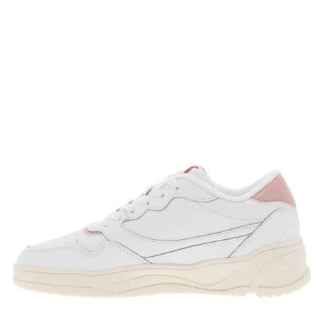 Sneakers multisport blanches et rose pâle à talon plat et à lacets plats blancs