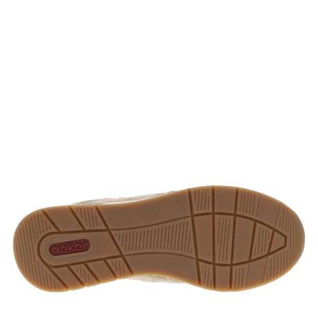 Baskets running beige à talon plat et à lacets plats en lurex doré - Image 5