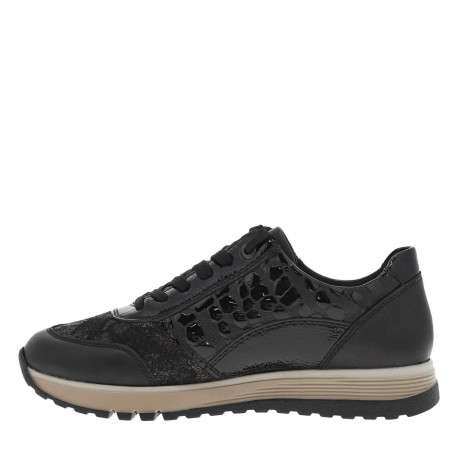 Baskets running noires à semelles plates avec lacets noirs plats et zip