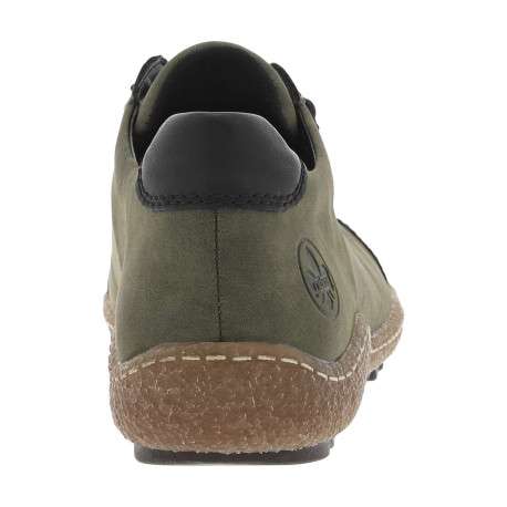 Sneakers kaki avec sous-oeillets bordeaux à talon plat et à lacets élastiqués - Image 6