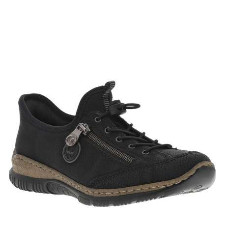 Sneakers noires à talon plat et à lacets élastiqués avec stoppeur - Image 3