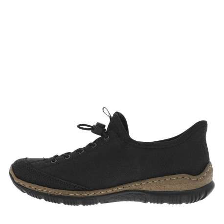 Sneakers noires à talon plat et à lacets élastiqués avec stoppeur