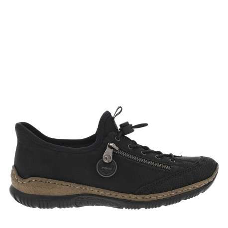 Sneakers noires à talon plat et à lacets élastiqués avec stoppeur - Image 2