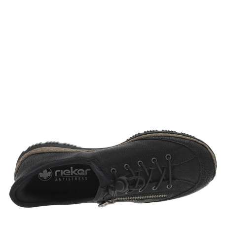 Sneakers noires à talon plat et à lacets élastiqués avec stoppeur - Image 4