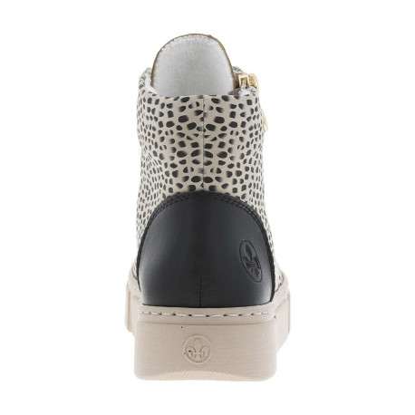Bottines léopard et beige à talon plat et à lacets avec zip latéral doré - Image 6