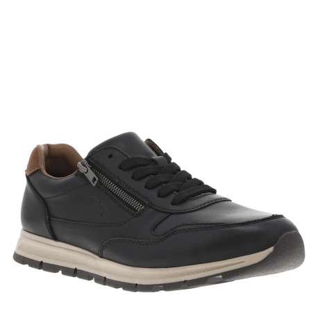 Sneakers noires à semelle intermédiaire beige à talon plat avec zip et lacets - Image 3