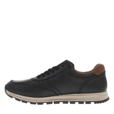 Sneakers noires à semelle intermédiaire beige à talon plat avec zip et lacets