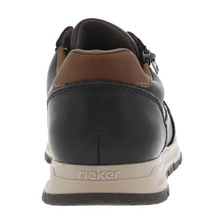Sneakers noires à semelle intermédiaire beige à talon plat avec zip et lacets - Image 6