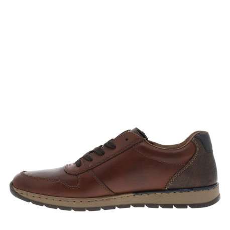 Sneakers marron à talon plat et à lacets plats et zip latéral