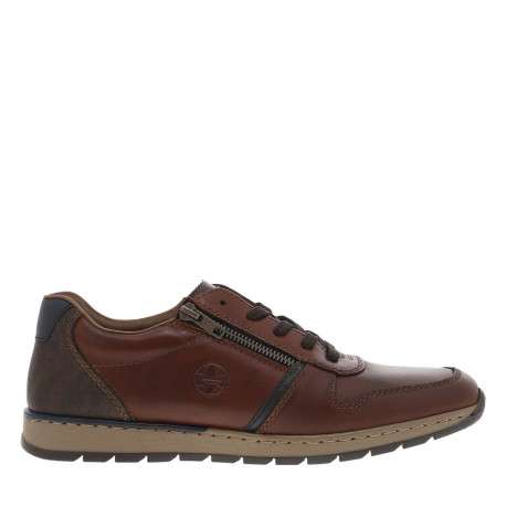 Sneakers marron à talon plat et à lacets plats et zip latéral - Image 2