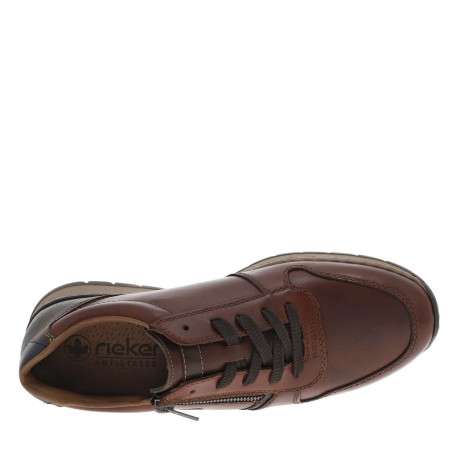 Sneakers marron à talon plat et à lacets plats et zip latéral - Image 4