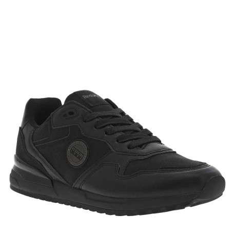Sneakers noires à talon plat et à lacets plats noirs avec patch - Image 3