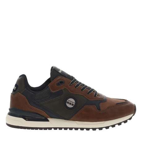 Sneakers brandy à talon plat et à lacets plats bicolores et patch rond - Image 2