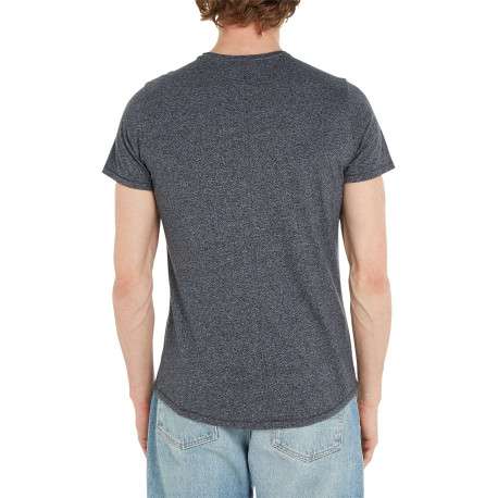 T-shirt noir chiné à coupe droite, col rond et à manches courtes - Image 2