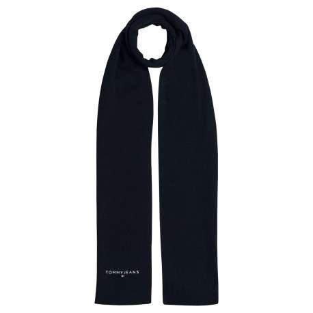 Echarpe en coton marine unie avec logo et nom de la marque sur l'extrémité
