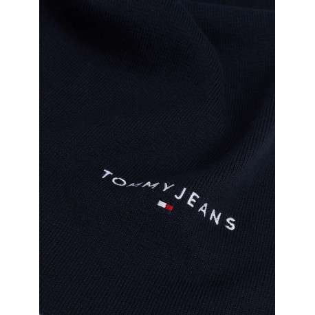 Echarpe en coton marine unie avec logo et nom de la marque sur l'extrémité - Image 2