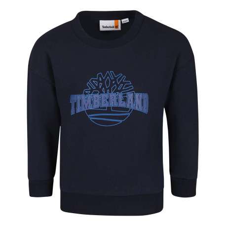 Sweat en coton mélangé marine uni avec une coupe droite et logo iconique
