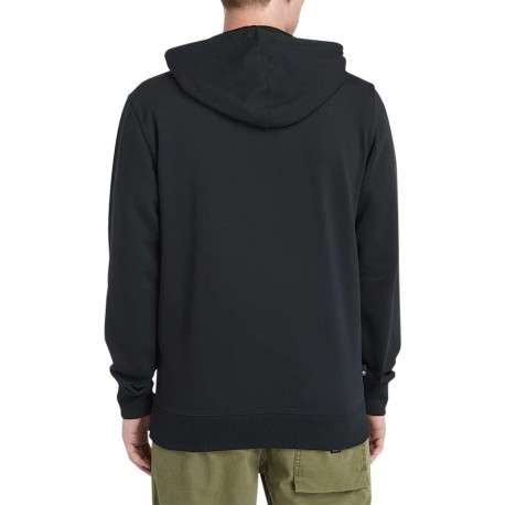 Sweat à capuche en coton mélangé noir uni avec une poche kangourou - Image 3