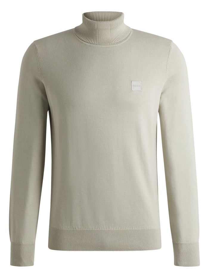 Pull en coton beige uni à...