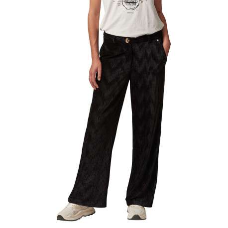 Pantalon chino noir en velours avec une coupe large et une taille haute