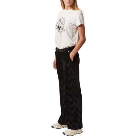 Pantalon chino noir en velours avec une coupe large et une taille haute - Image 5