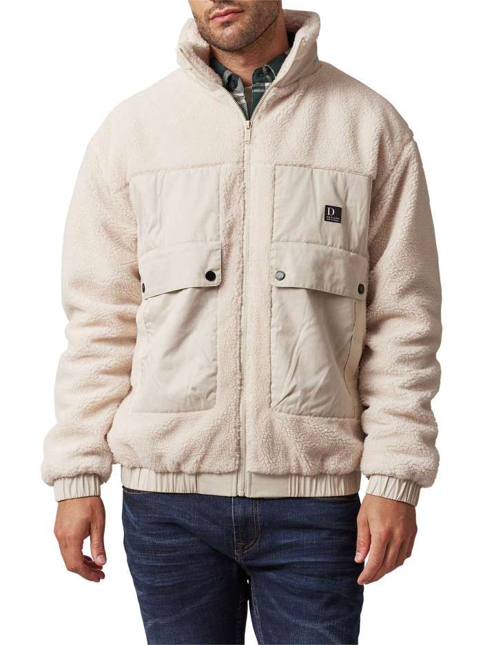 Blouson écru bi-matière à...