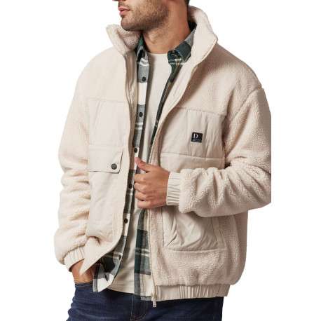 Blouson écru bi-matière à coupe oversize et avec un col montant - Image 3