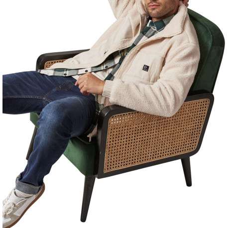 Blouson écru bi-matière à coupe oversize et avec un col montant - Image 5