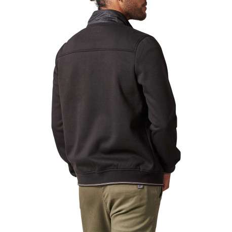 Veste noire zippée bi-matière coupe droite avec un col montant - Image 2