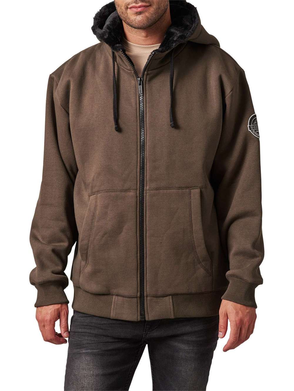 Sweat à Capuche Homme MOKBAY - Col Zippé 1/4, Poche Kangourou, Style Décontracté Chic