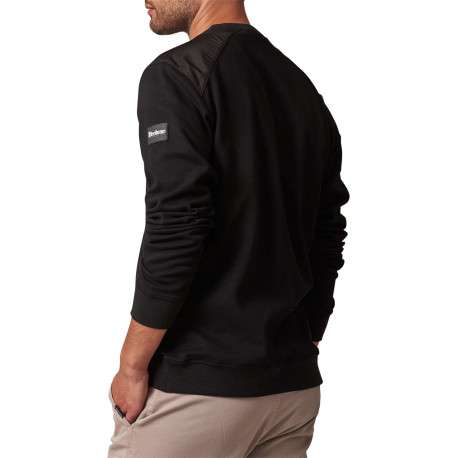 Sweat en coton mélangé noir bi-matière avec un col rond et une poche - Image 2