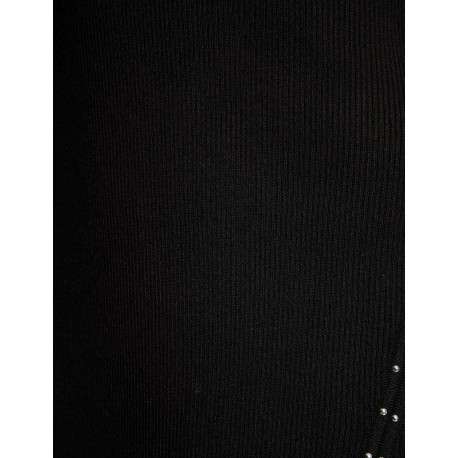 Robe courte noire unie à coupe ajustée avec col rond et manches longues - Image 3