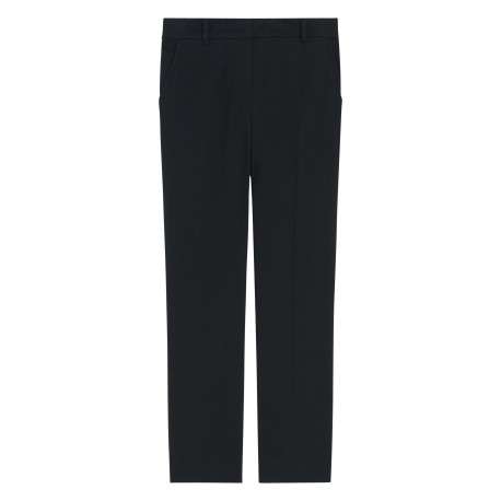 Chino noir uni à coupe droite avec poches passepoilées arrière