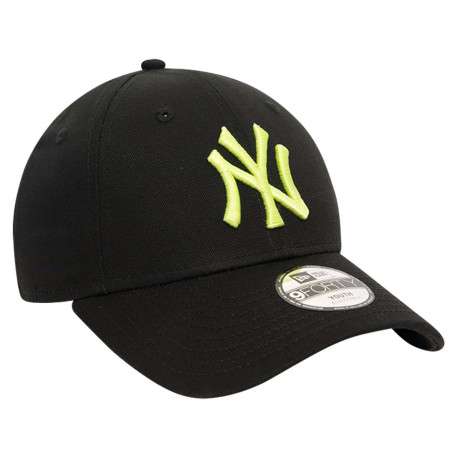Casquette strapback en coton noire unie avec de la broderie jaune fluo à l'avant