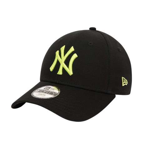 Casquette strapback en coton noire unie avec de la broderie jaune fluo à l'avant - Image 3
